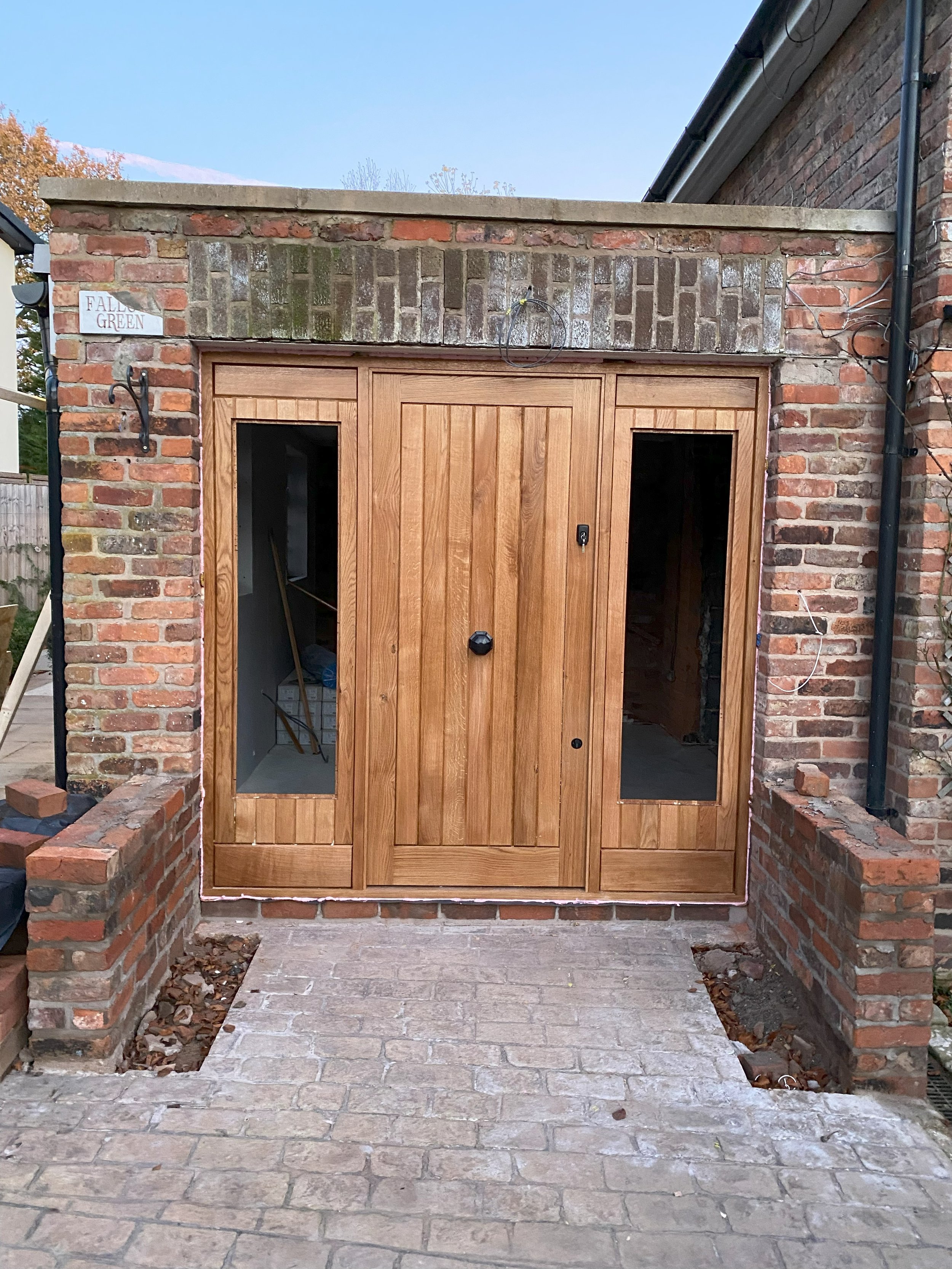 Oak Front Door with Window Either Side