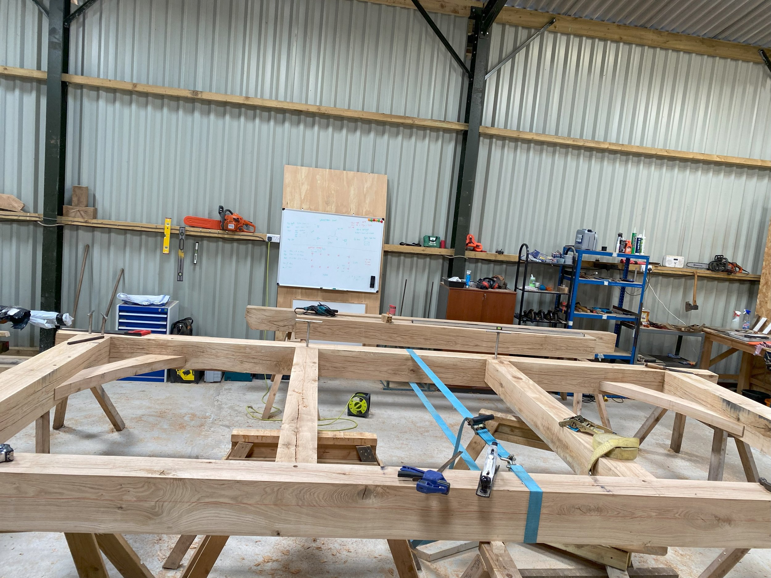 Oak Frame Under Construction in The Workshop