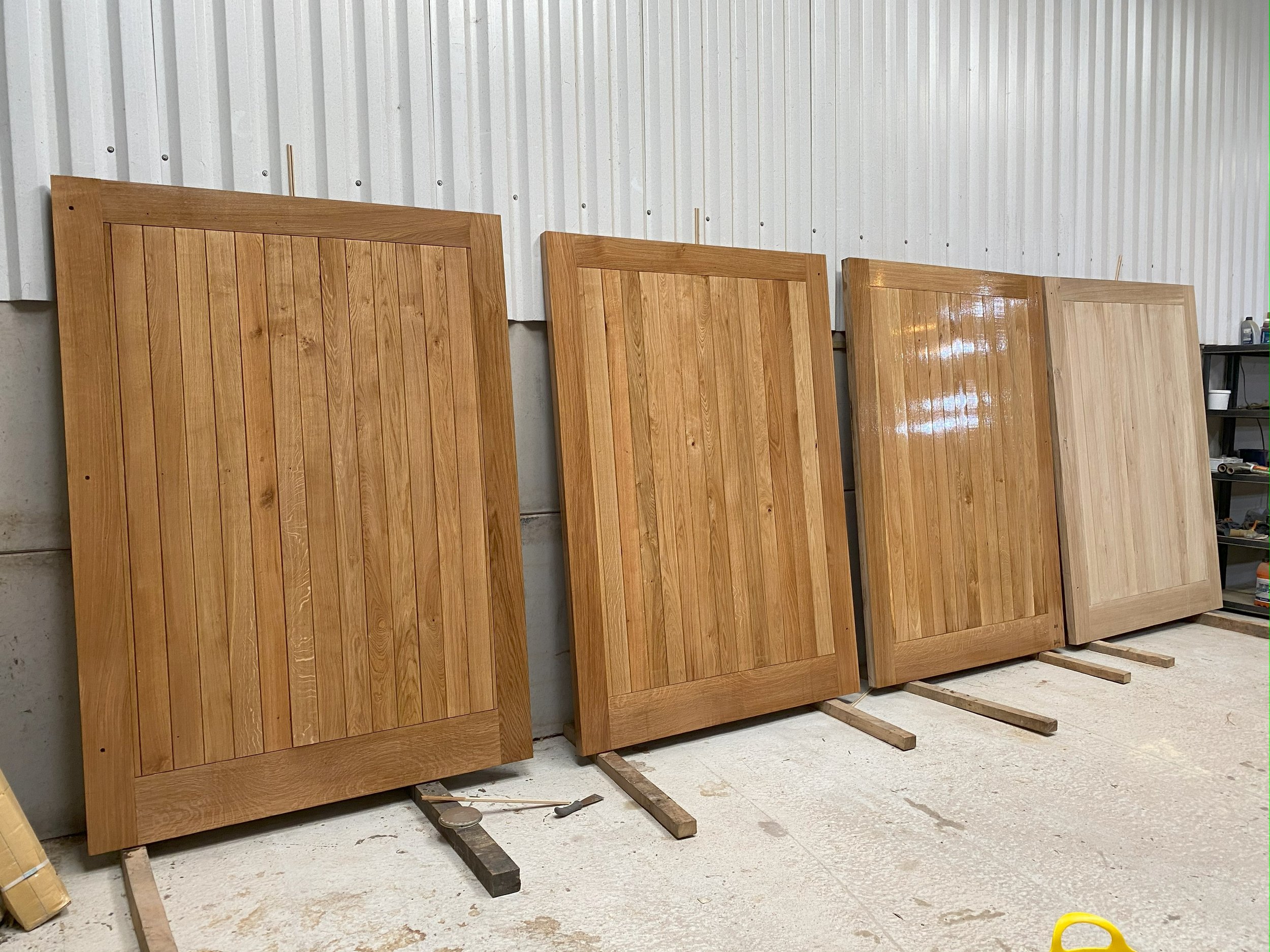 Oak Doors Being Oiled