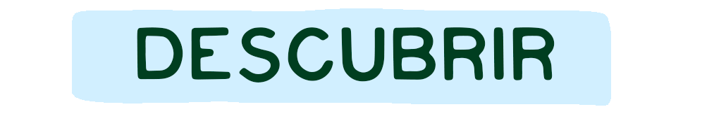 Palabra "DESCUBRIR" en letras grandes y oscuras sobre fondo azul claro.