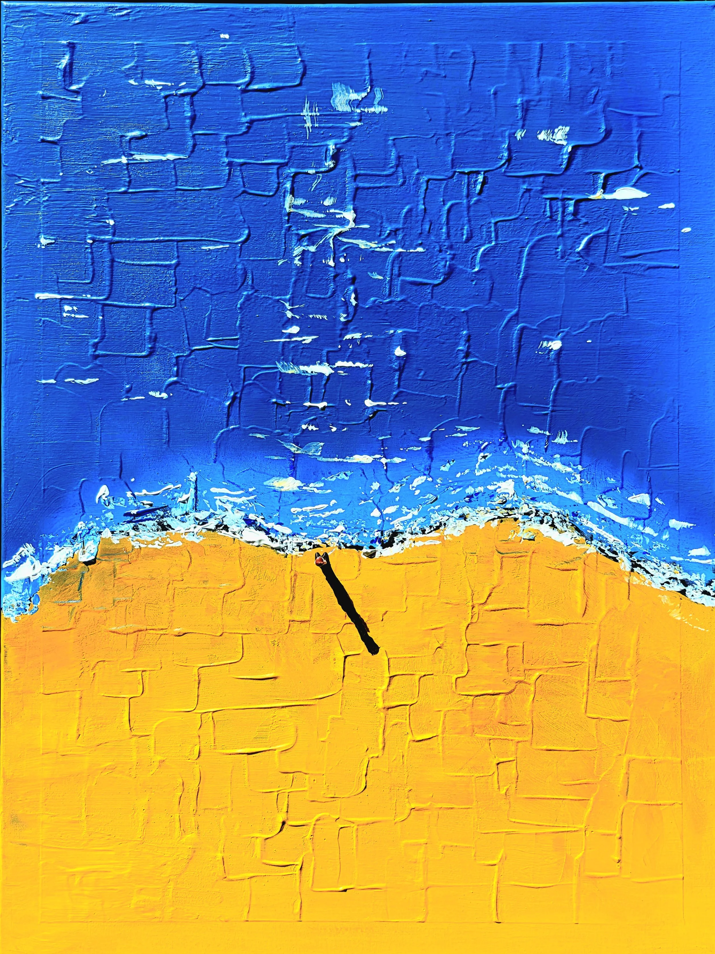 'Beach Day, Wrong Day' - 50x70cm Acrylic + Wooden Floating frame