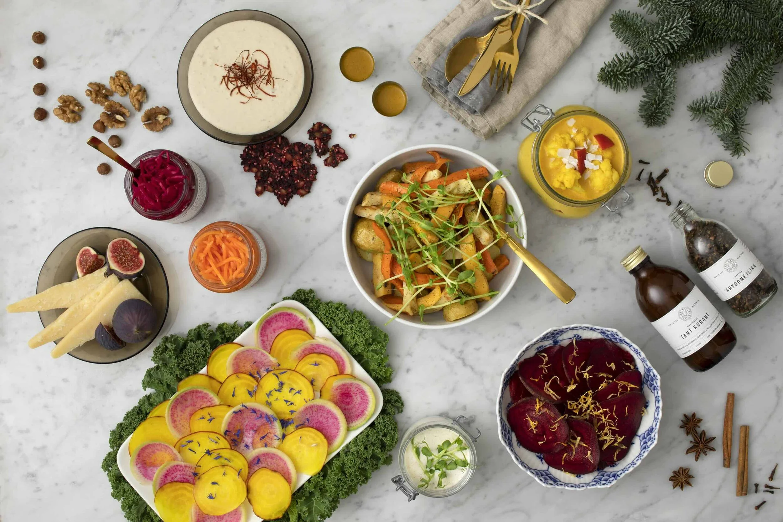 Vegetariskt julbord fritt från gluten och laktos