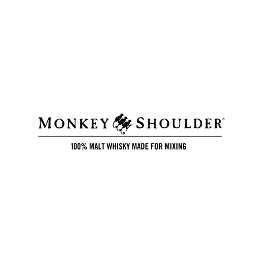 Monkey Shoulder logo with the text '100% Malt Whisky Made for Mixing'.