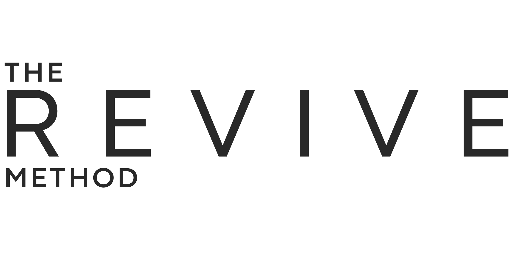 Text logo reading 'The Revive Method' in black letters on a transparent background.