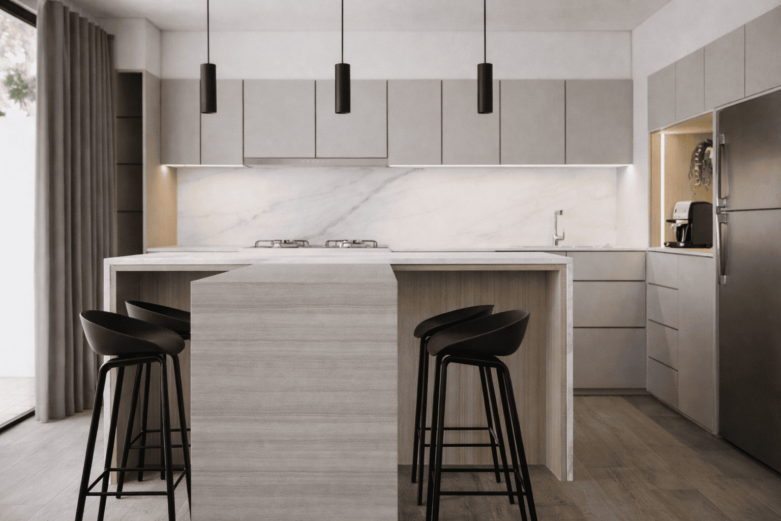 Modern kitchen with light wood island.png