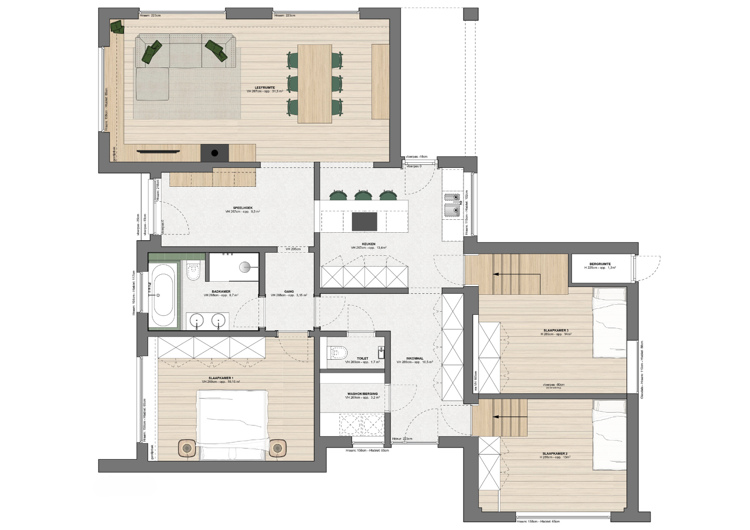 slimme herindeling van een woning te Bornem - planoptimalisatie