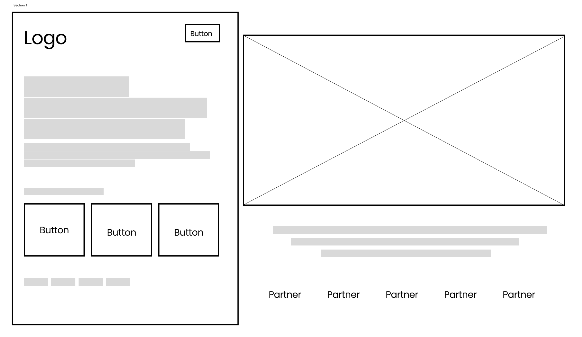 Front page Vendo wireframe