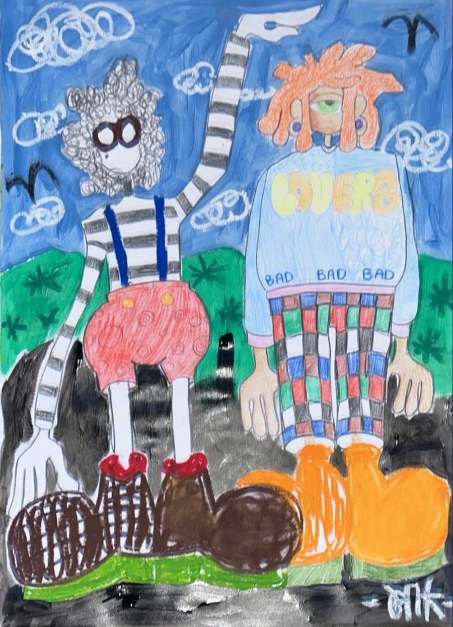 "Collected elements" 2025 / acrylic, oil stick, color pencils on paper / a3 / 4700 NOK