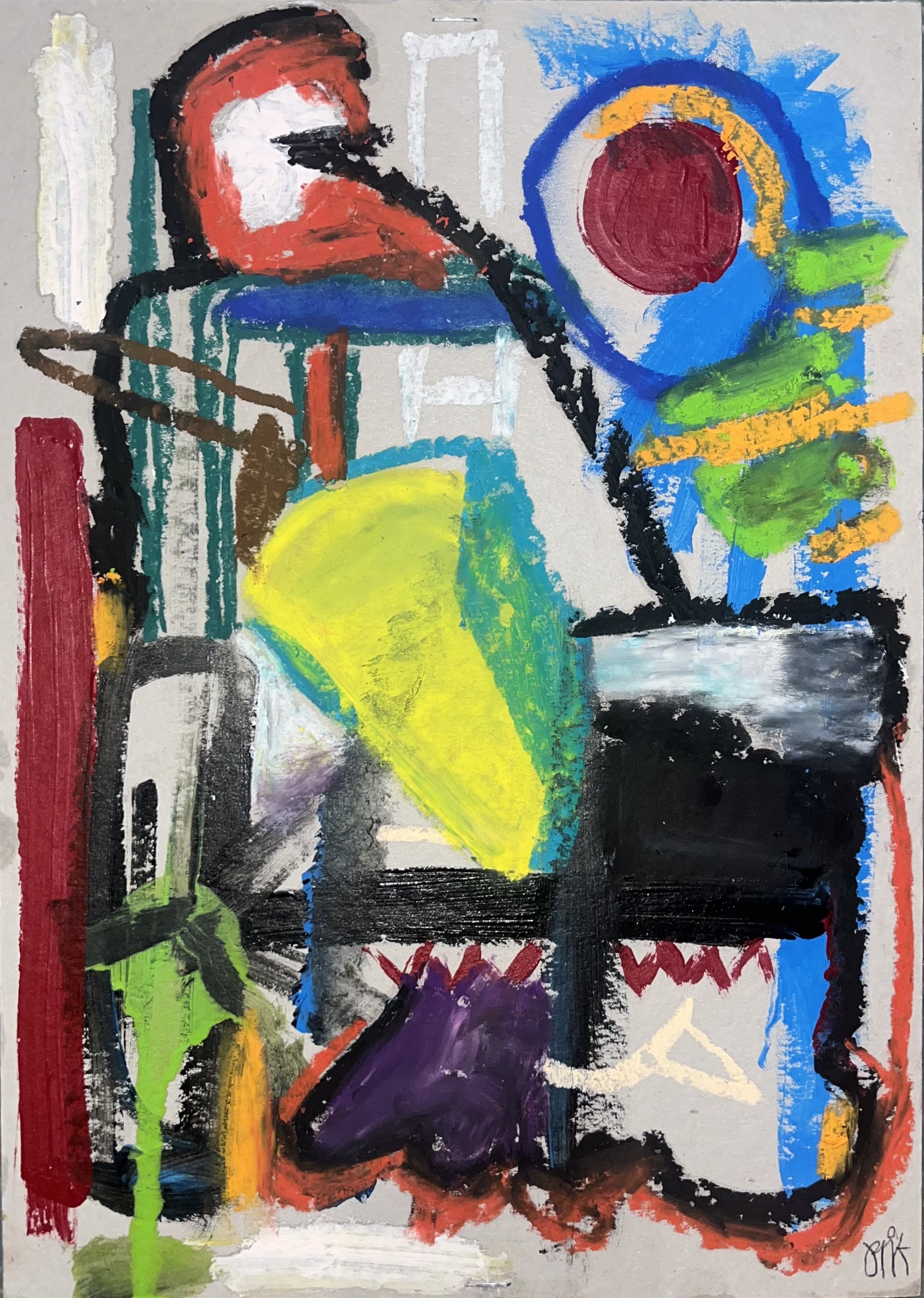 "Funny sounds are funny" 2025 / oil sticks on hard back / a4 / 2700 NOK