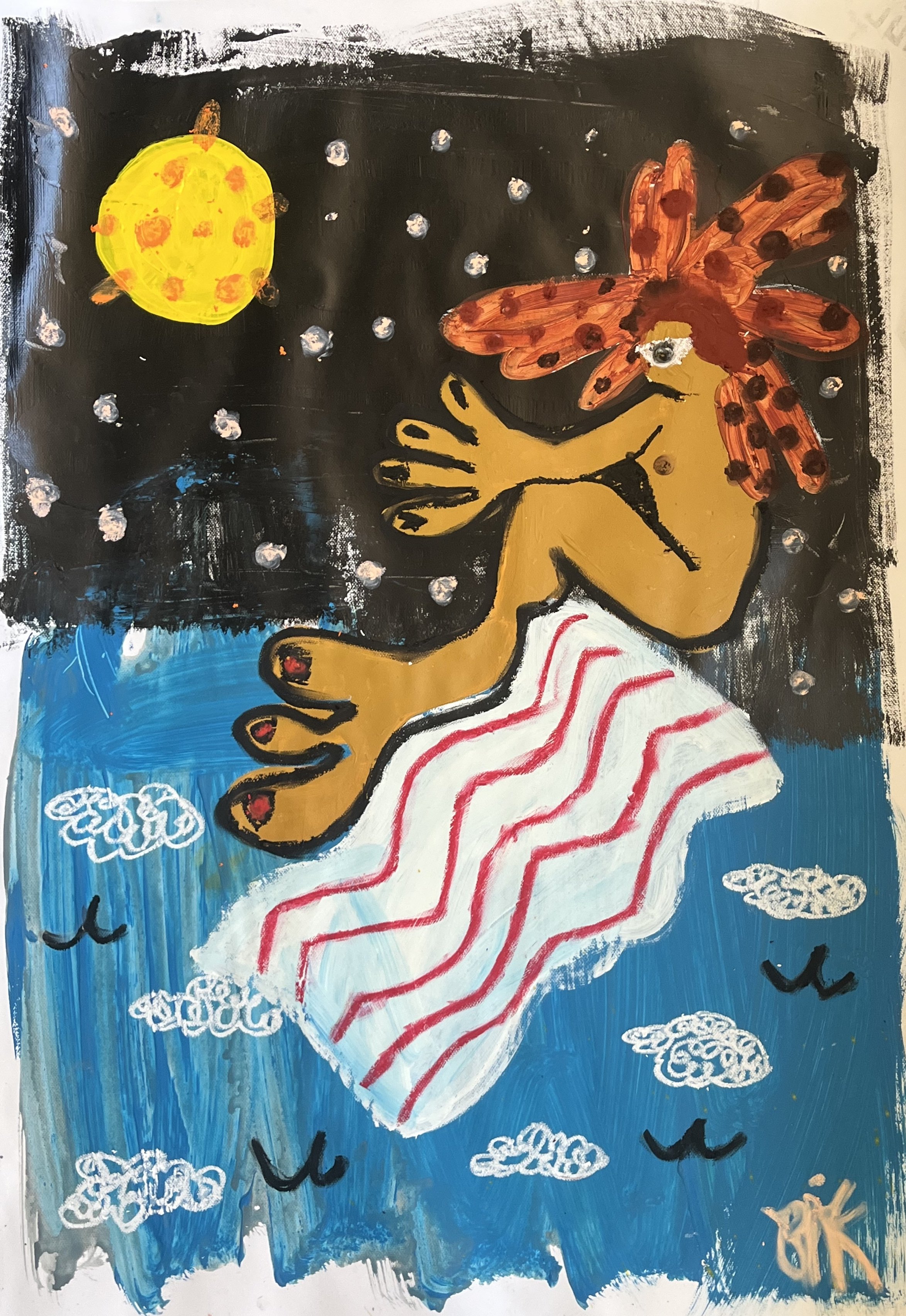 "you name it" 2025 / acrylic, oil, and oil stick on paper / 70 x 100 cm / 4700