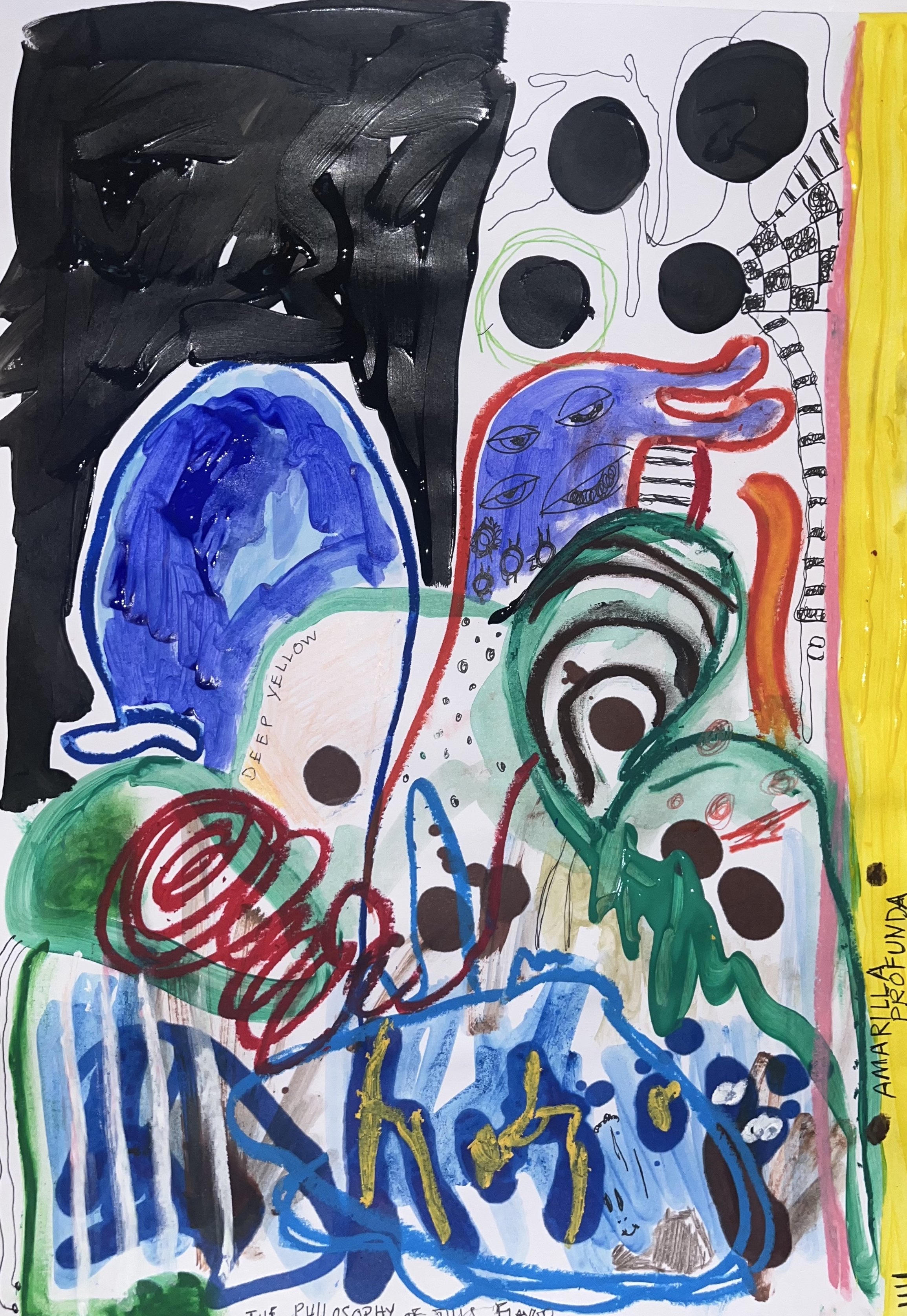 "Seraphim Angels in Water" 2025 / acrylic, oil stick, ink, color pencils, and marker on paper / a3 / 3400 NOK