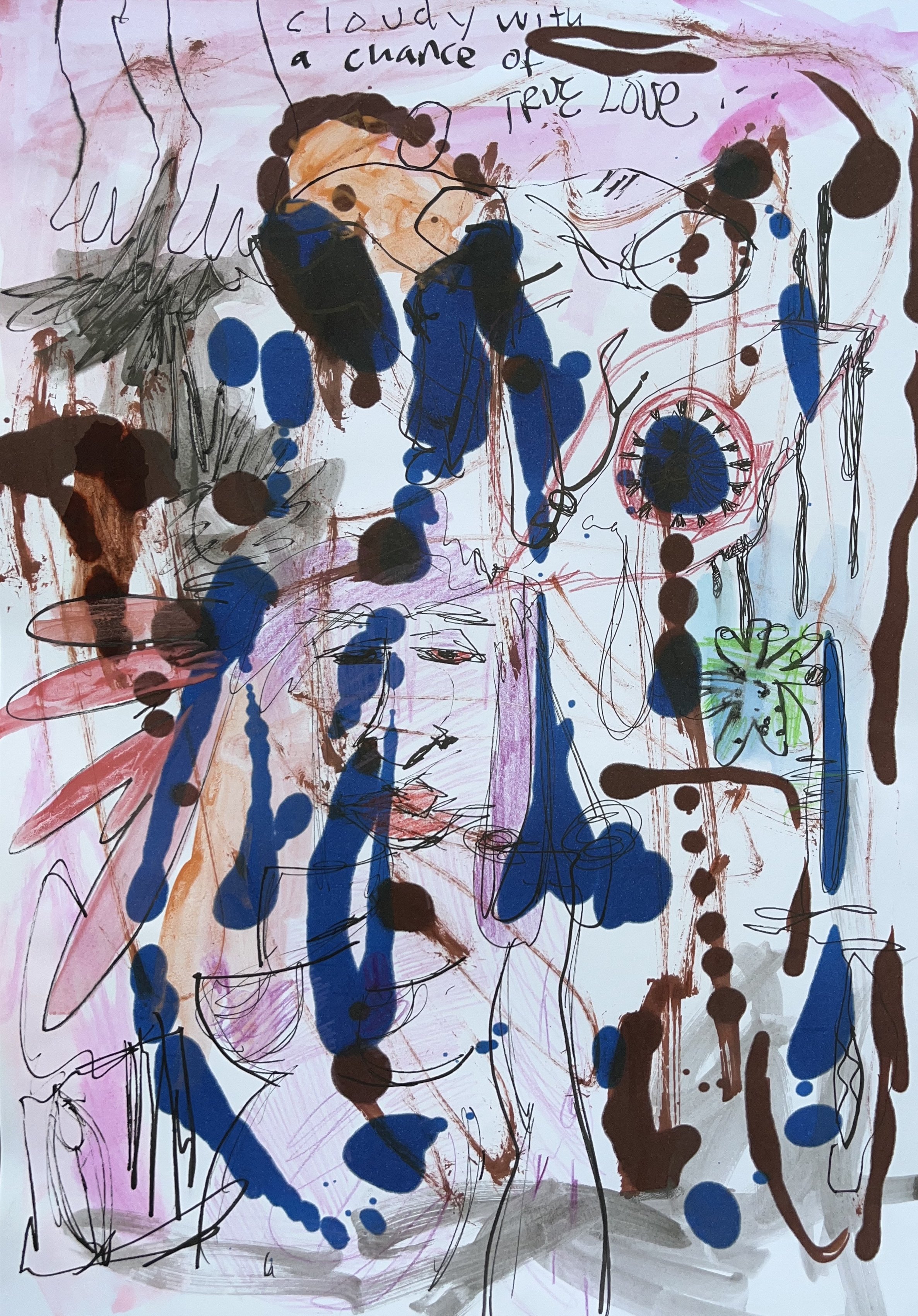 "Lucky Wavelengths" 2025 / ink, color pencil, water color, and markers on paper / a3 / 4300