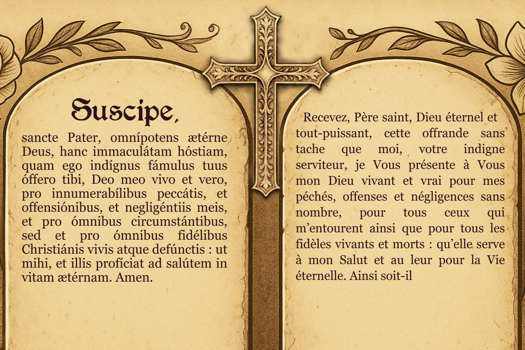 Prière “Suscipe sancte Pater” d’offrande du pain.