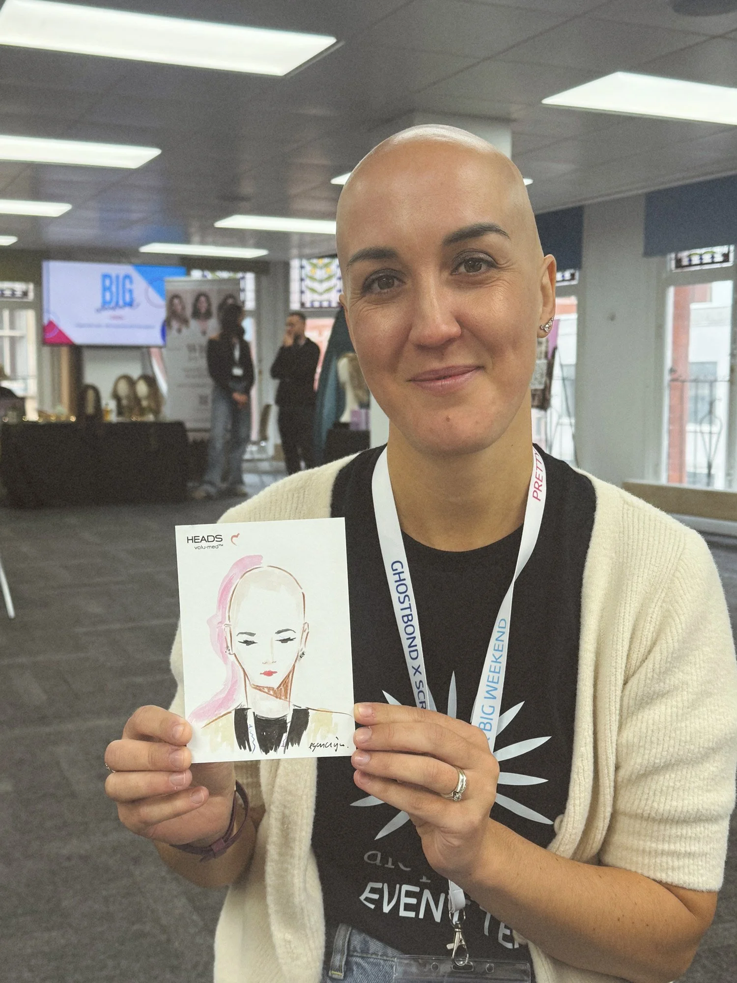 Woman  holding a sketch of herself buy Eduard Illustrates