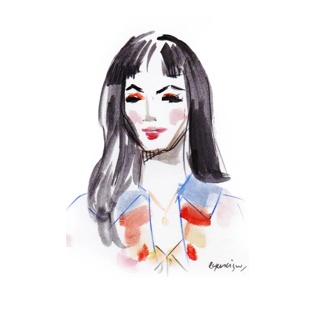 Watercolor portrait of a woman by Eduard Illustrates