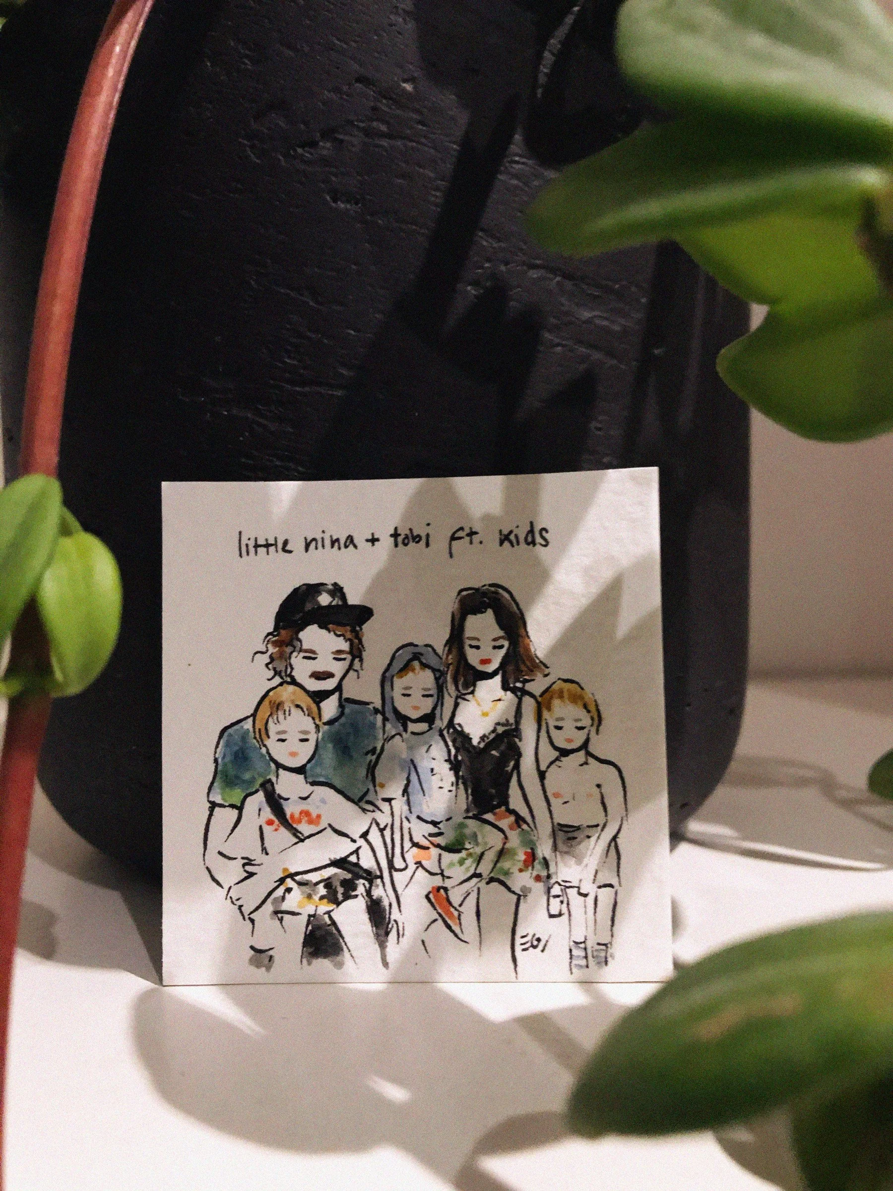 A hand-drawn mini illustration of a family by Eduard Illustrates