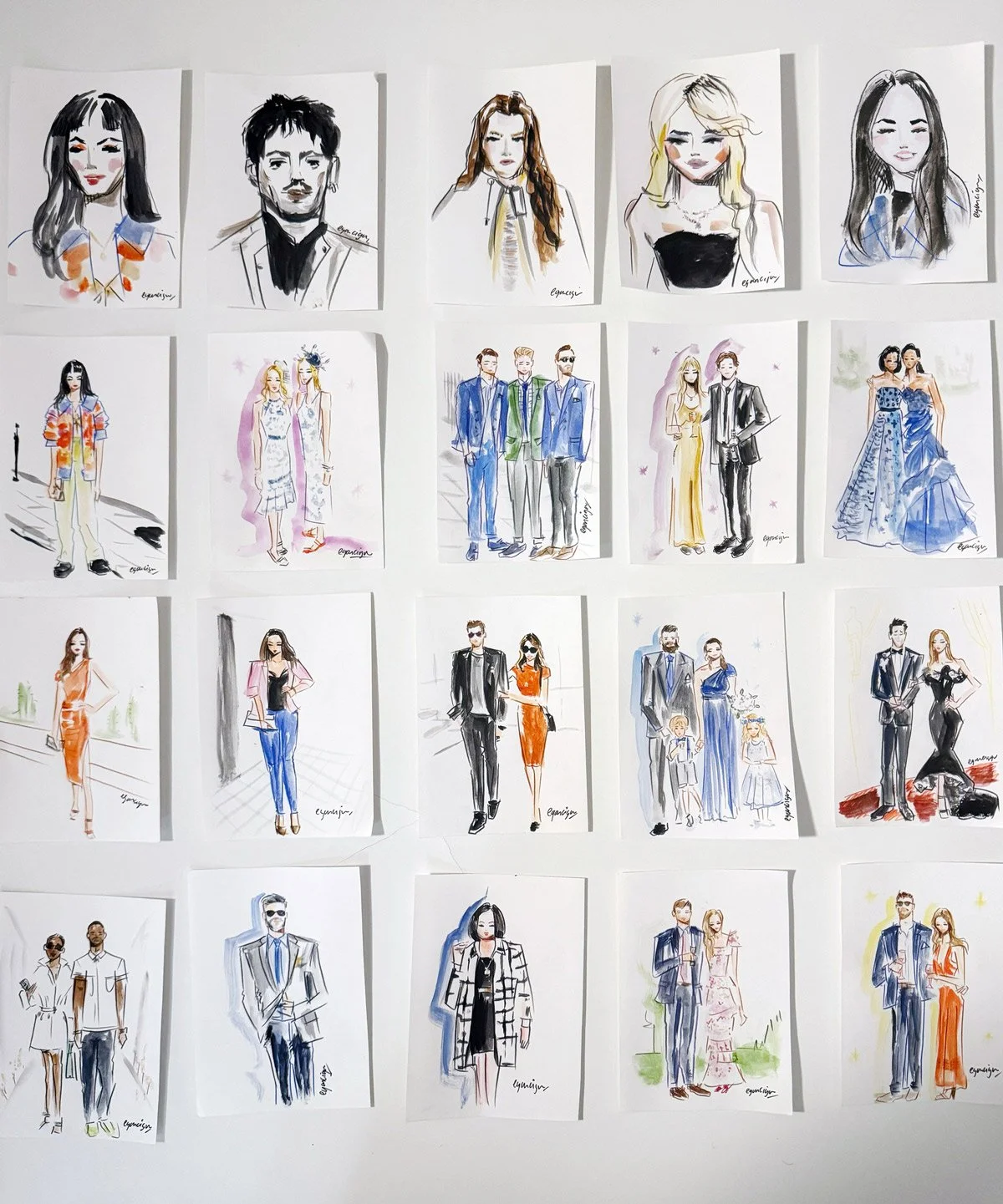 Collection of fashion illustrations by Live Event Artist Eduard Illustrates
