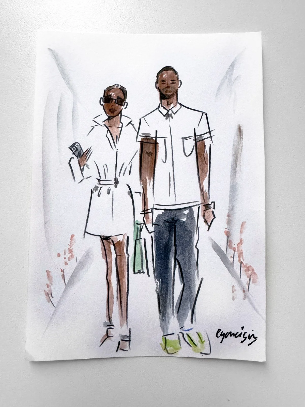 Hand-drawn illustration of a black  woman and black man by Eduard Illustrates