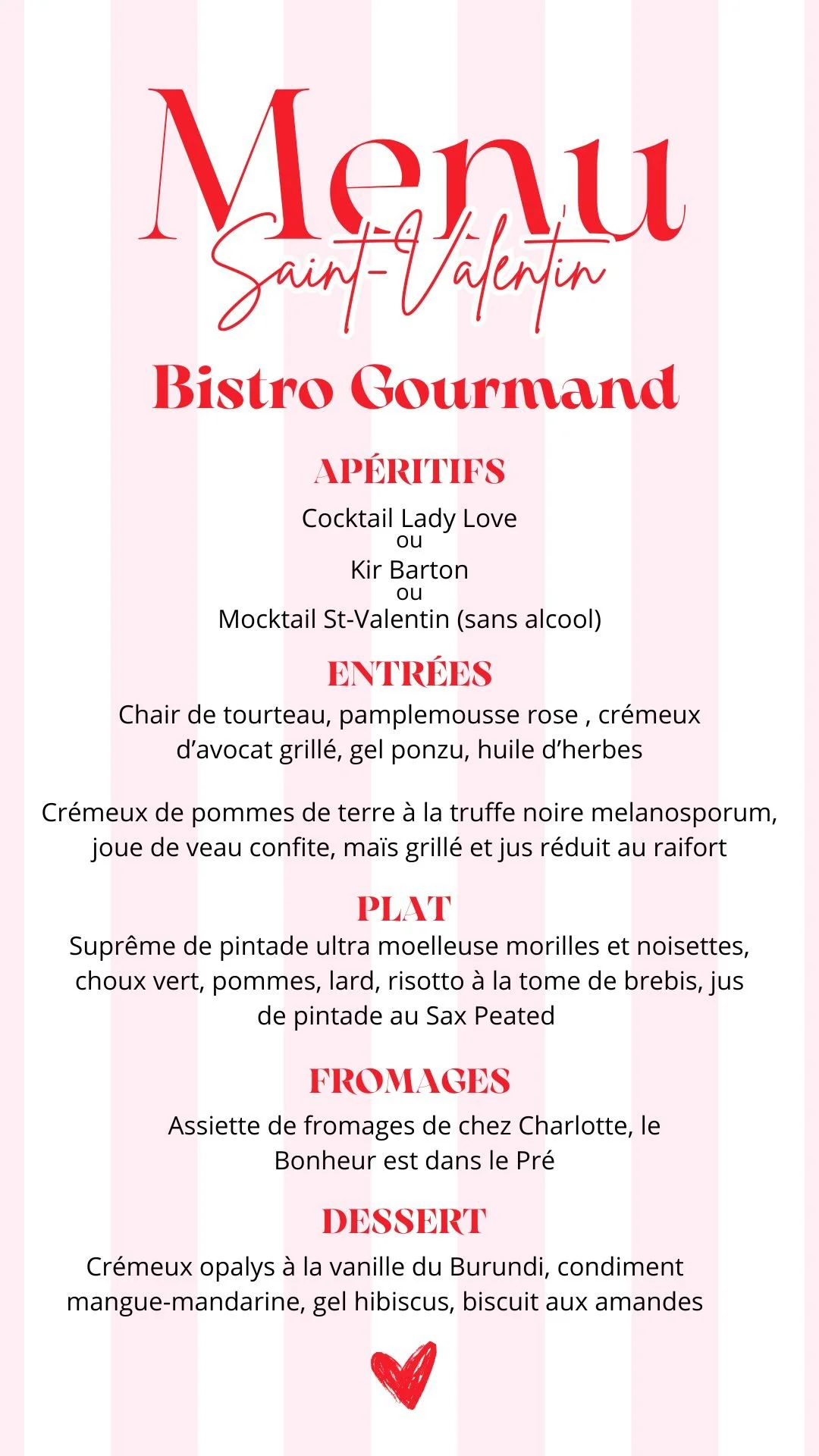 Menu Saint-Valentin