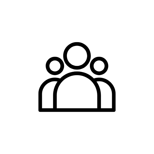Group Therapy/Workshops in Miami, Florida: Simple black and white icon of a group of three people, indicating teamwork or community.