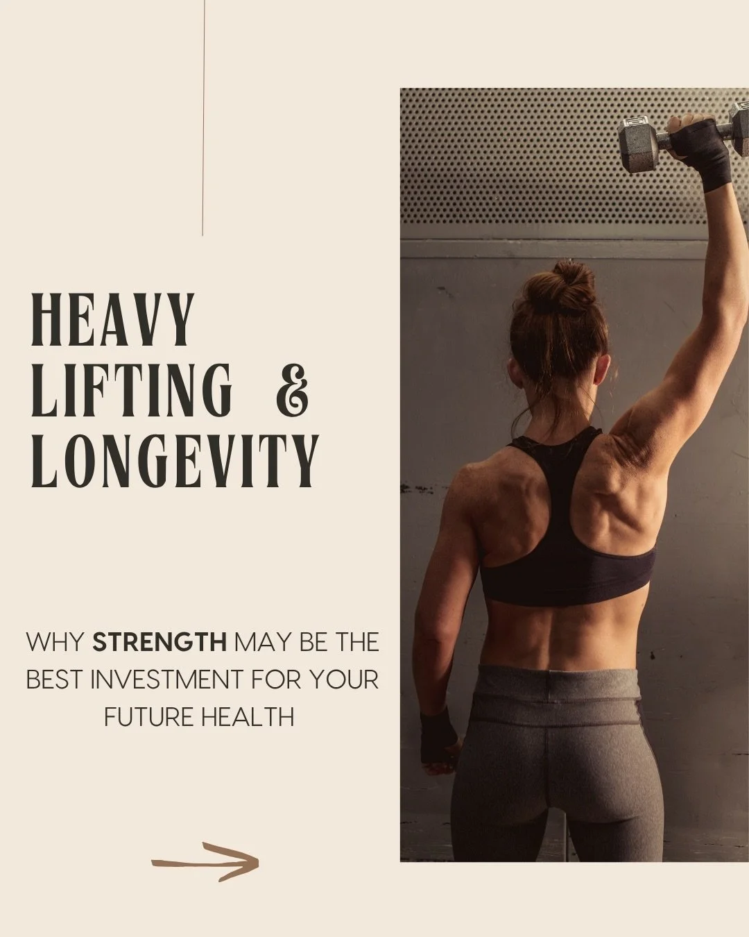 Strength training goes far beyond your physical appearance. Research shows that maintaining muscular health is associated with lower mortality, better mobility, healthier joints and improved metabolic health. 

If your current exercise routine isn&rs