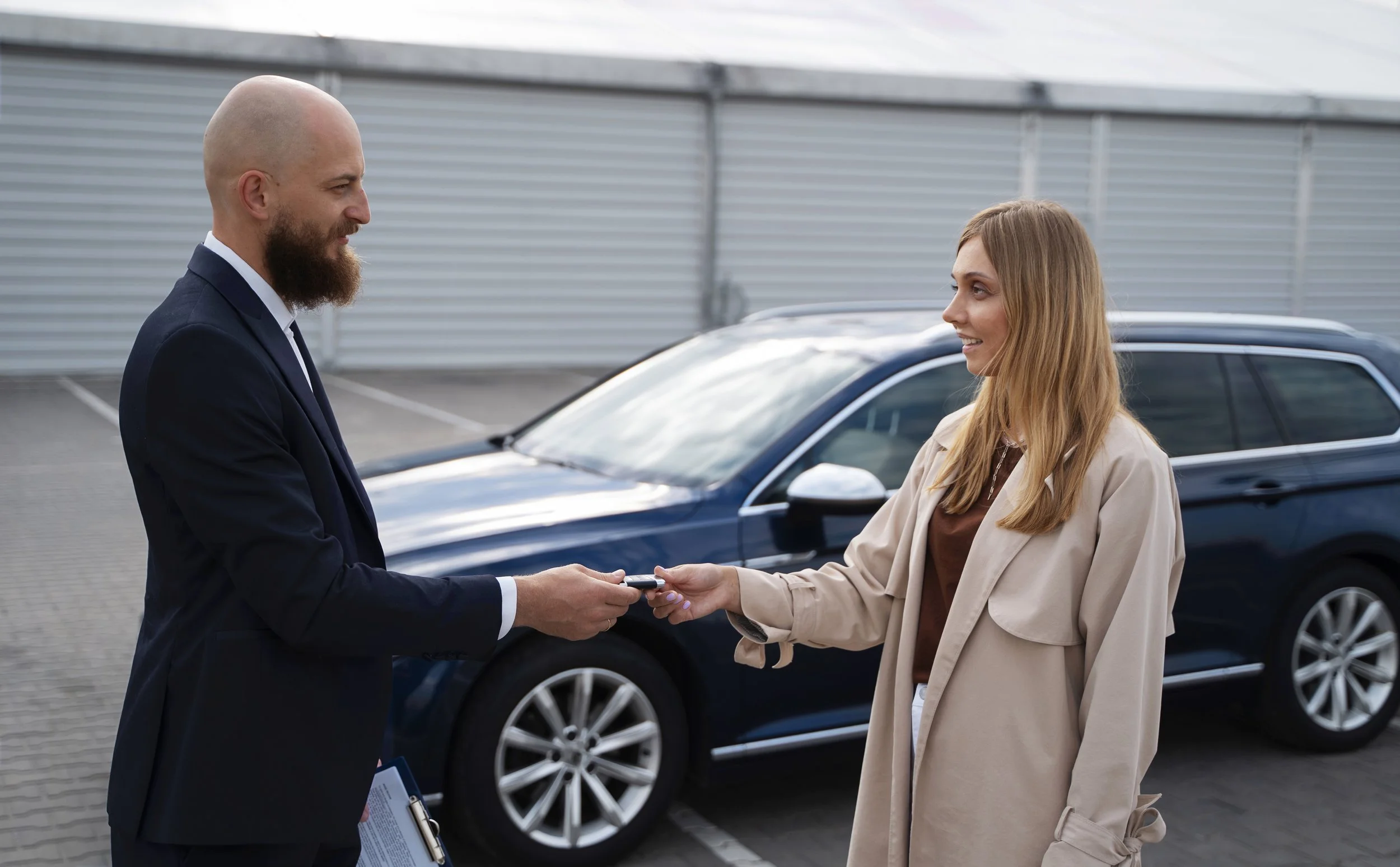 Financially independent woman buying a car