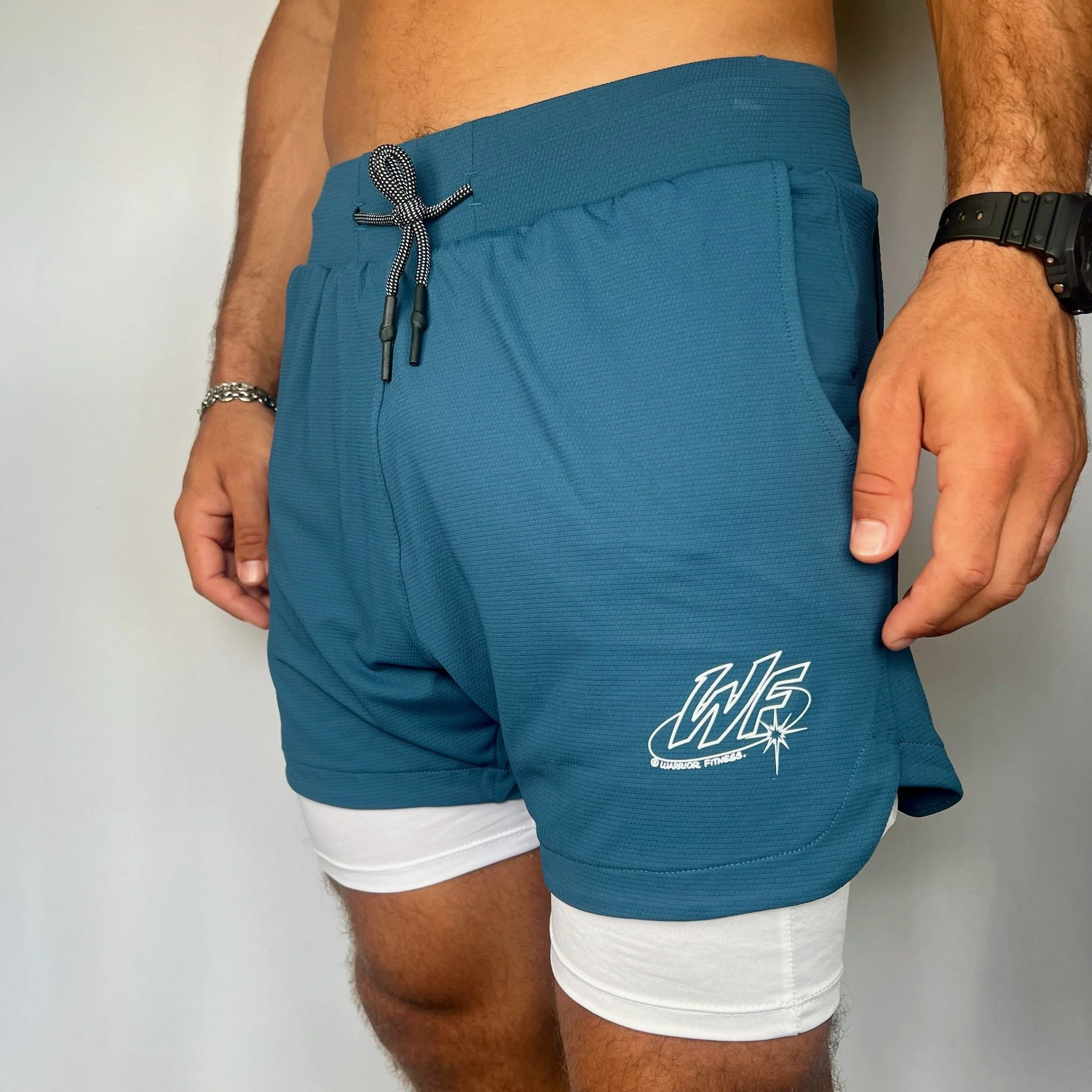Short avec sous short bleu