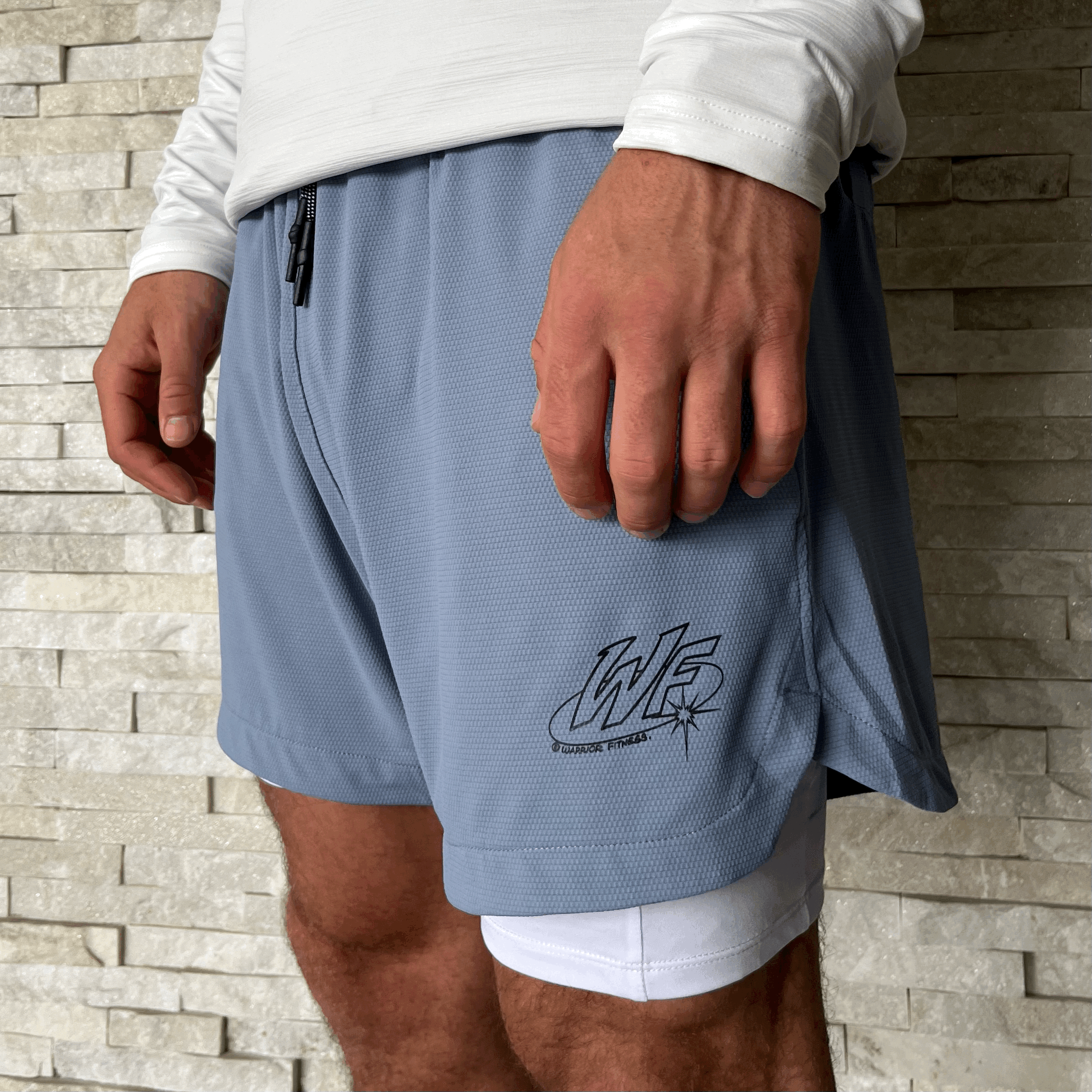 Short avec sous short bleu gris