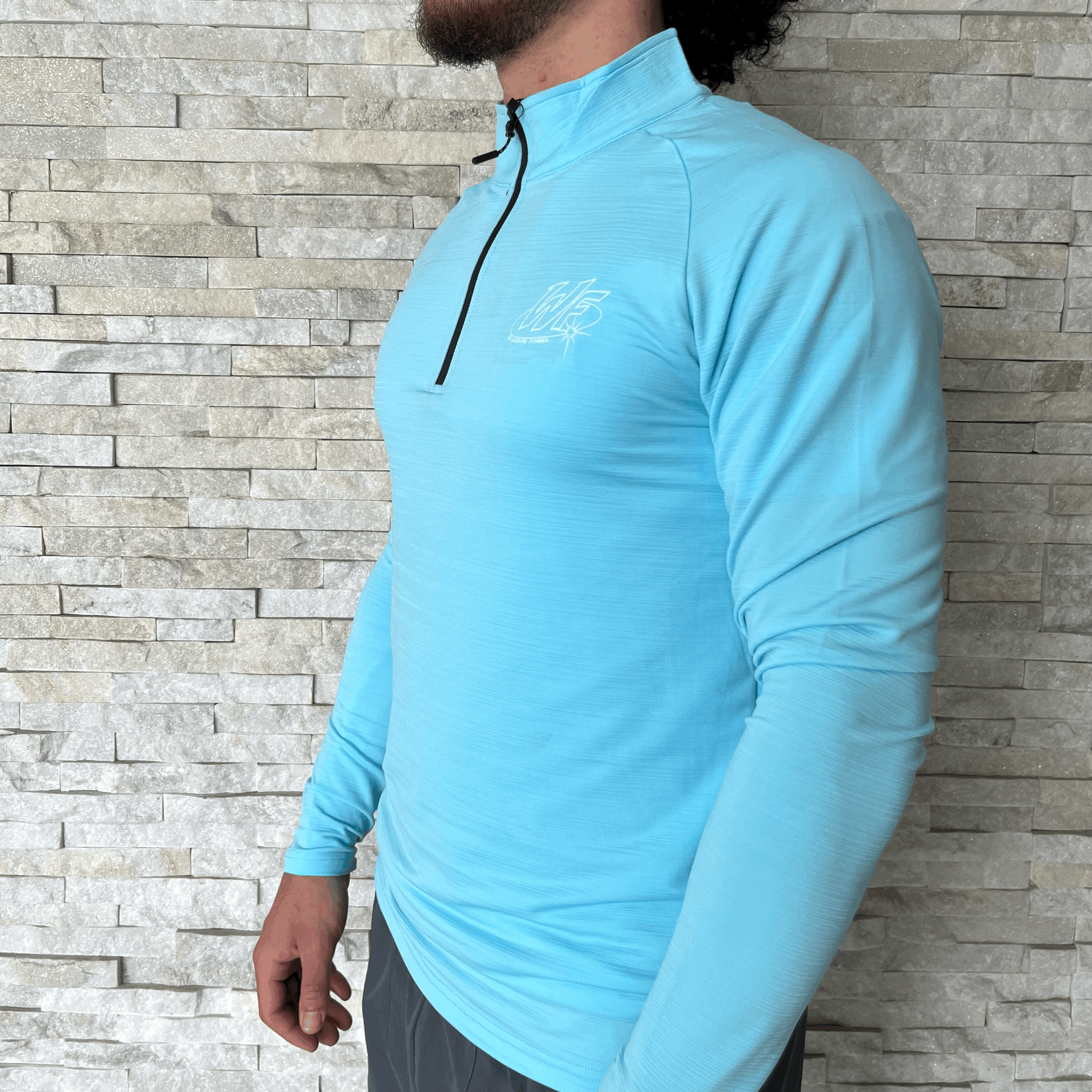 Pull zippé bleu