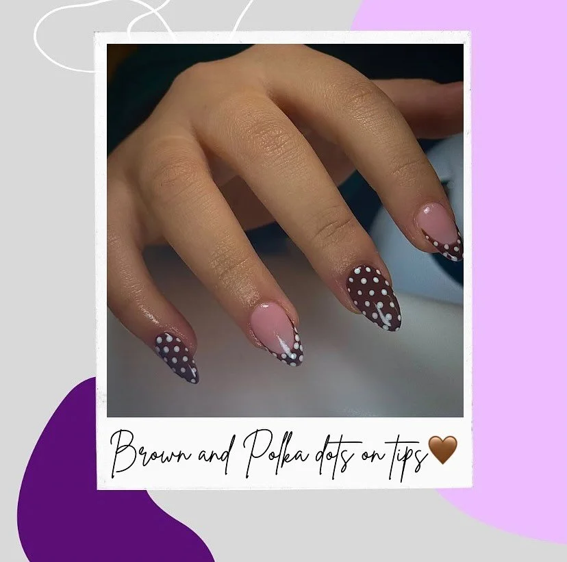 Perfect nails for autumn… brown and polka dots on tips🤎#gelnails #biosculpturegb #biosculpture #evogel #gelfinish #nailedit #naildesigns  #nails #vegannails #vegan  #healthynails #acrylicnails #acrylics #nailsoftheday #nailsartist #nailstyle