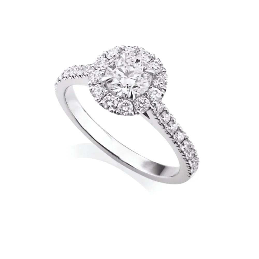 Platinum Brilliant Cut Diamond Halo Ring 0.60ct GIA