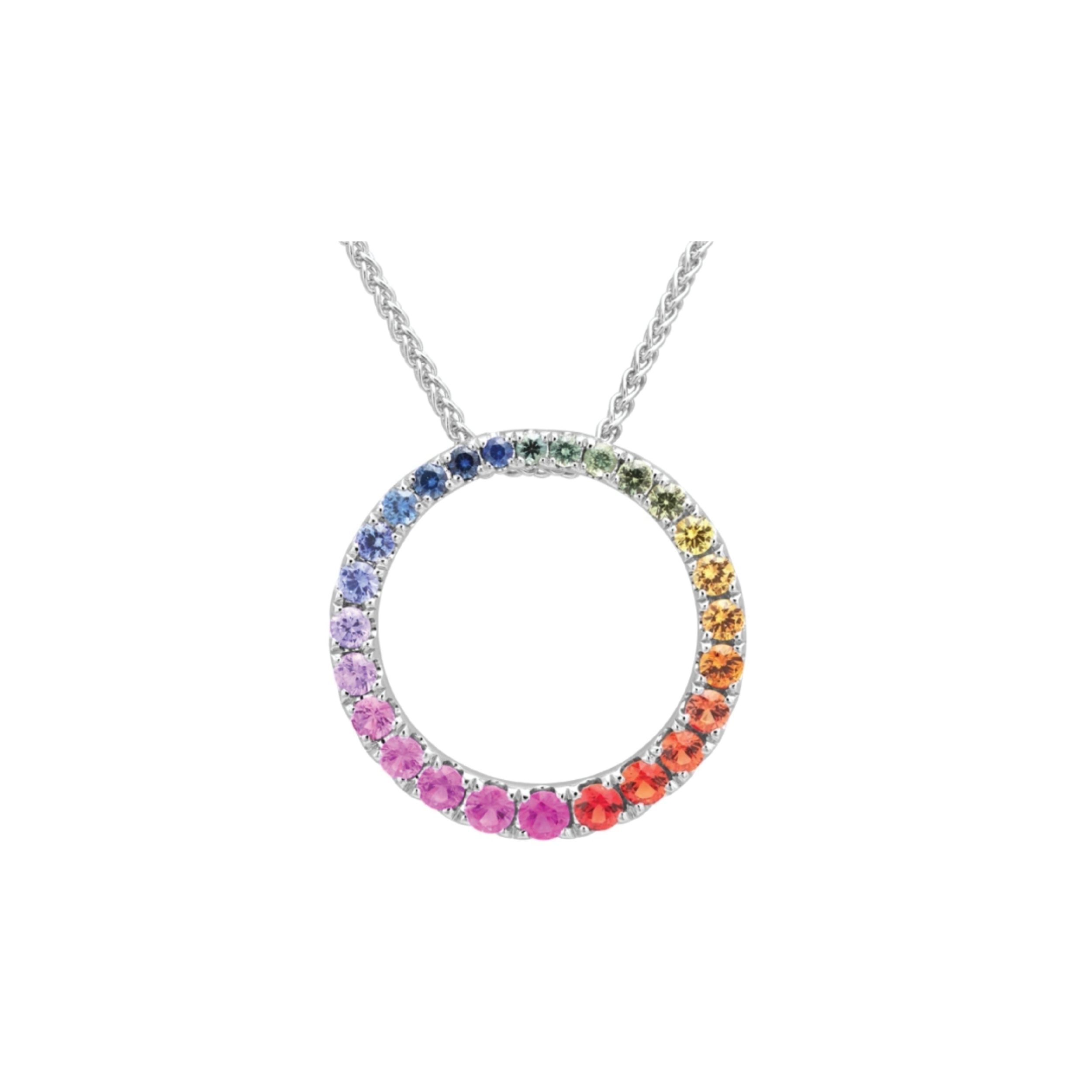 Multi-Coloured Sapphire Graduated Circle Pendant