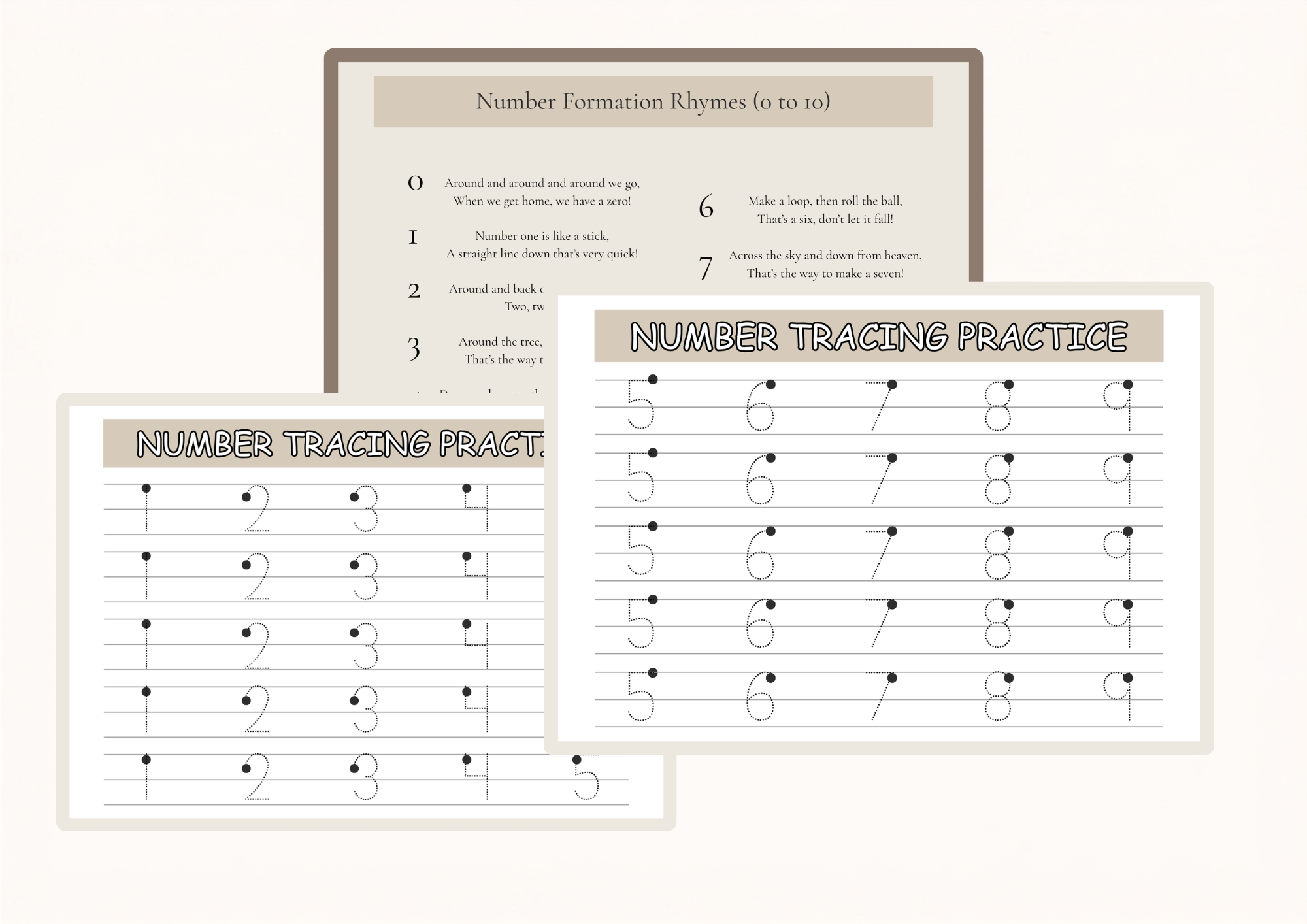 Number Tracing Practice & Formation Rhymes Pack