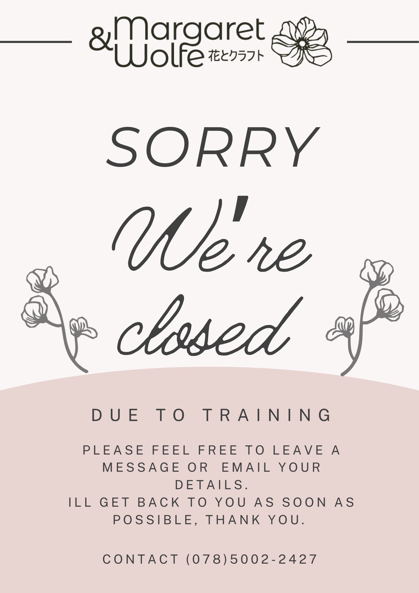 Closed due to training