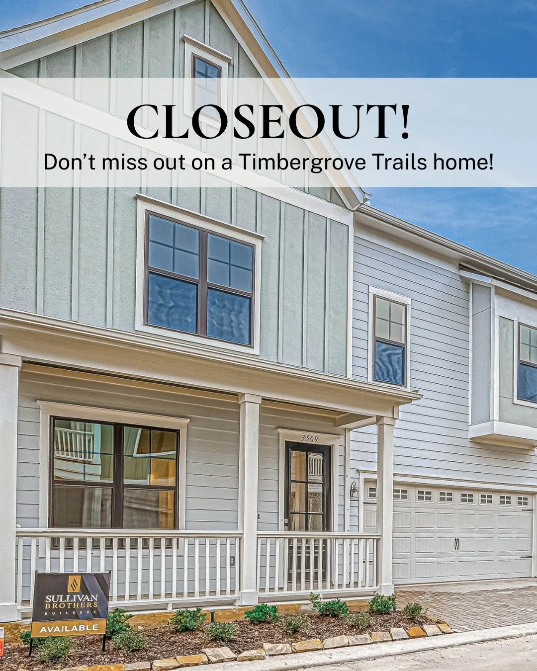 Timbergrove Trails has limited homes available. Don't miss out on the opportunity to make one of these homes yours! Get in touch with us today!

Contact our sales agent, Jason, to schedule a tour today!
📞 (832) 723-3057
📧 jpagan@sbbtexas.com

Visit