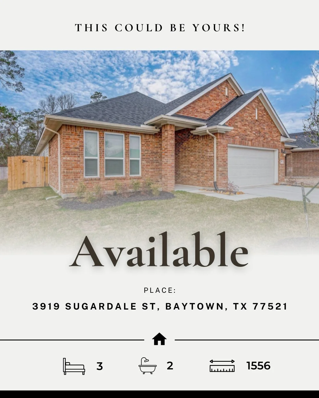 3919 Sugardale Street is available! This single-story home features an oversized kitchen island and formal breakfast area, a covered rear patio, and a generous owners retreat with walk-in closet.

Want to tour this home? Contact our sales agent, Sam,