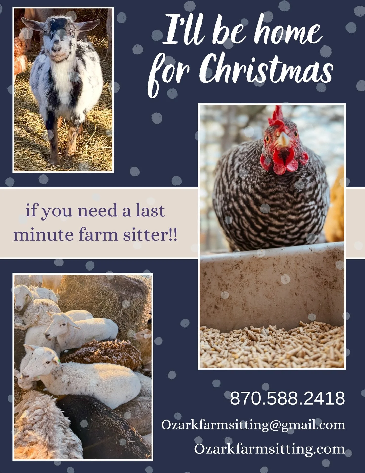 I&rsquo;ll be home for Christmas&hellip;so If you&rsquo;re heading out of town or need an extra set of hands- I&rsquo;d love to work with you! 💙 

Also, we don&rsquo;t just serve rural farmers. We serve everyone in NWA- from tiny backyard gardens, h