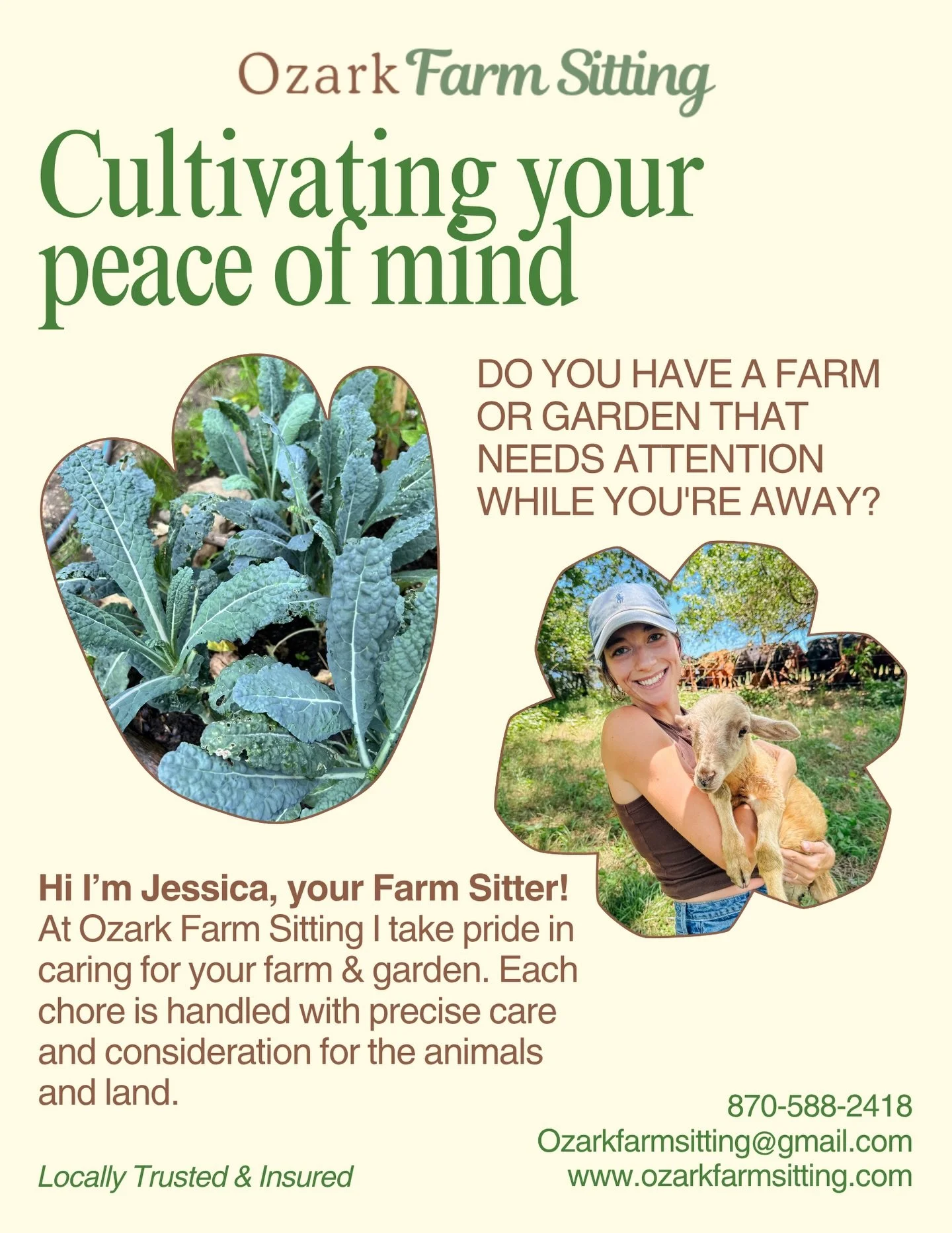 Let&rsquo;s talk about small farms and travel! 👩🏻&zwj;🌾
Being a small farm owner myself, I understand the level of planning and coordination it takes to leave your farm for any period of time. That&rsquo;s where I come in! 👋🏼

Ozark Farm Sitting