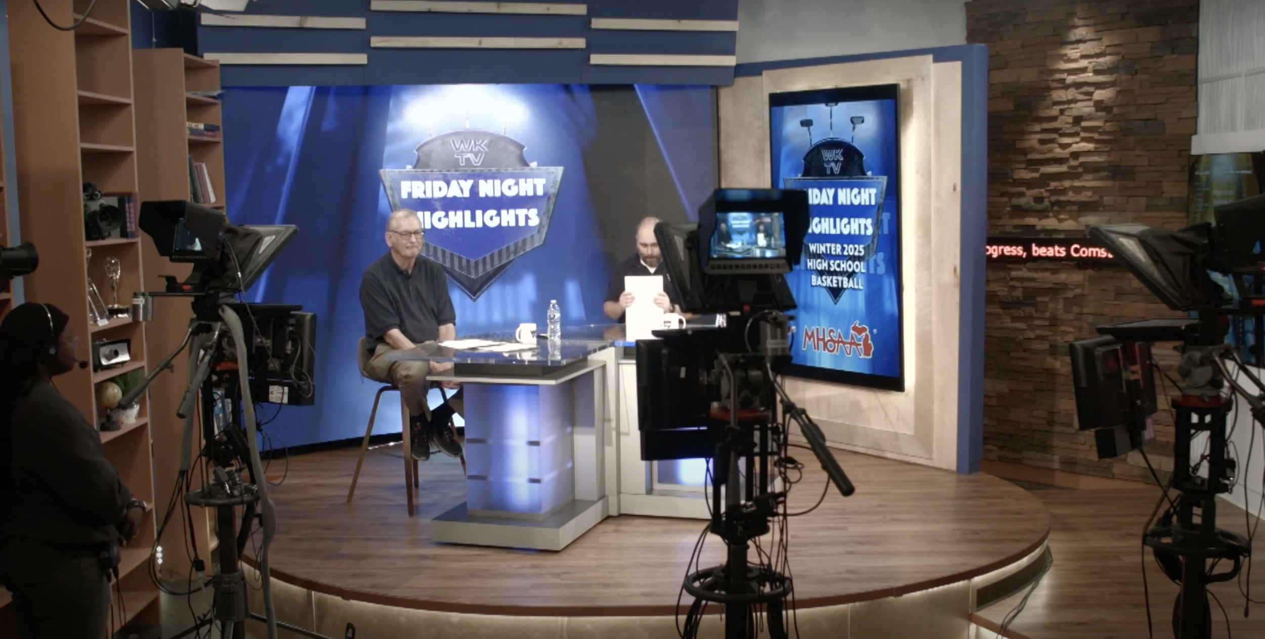 From 'Friday Night Highlights.' Behind-the-scenes view of the set.