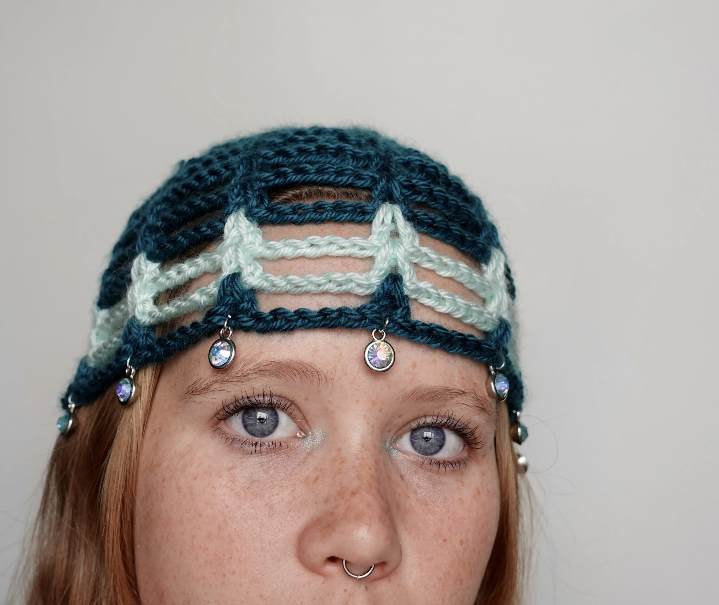 aquamarine skull cap