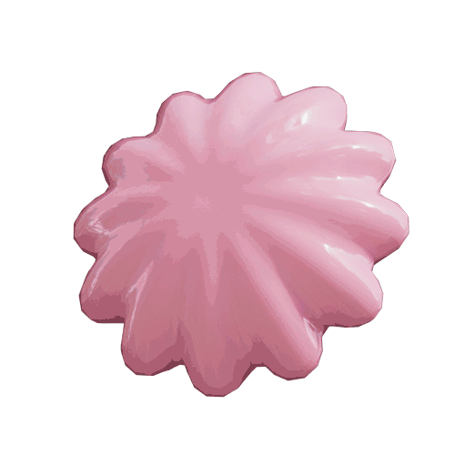 Pink flower-shaped object or decoration.