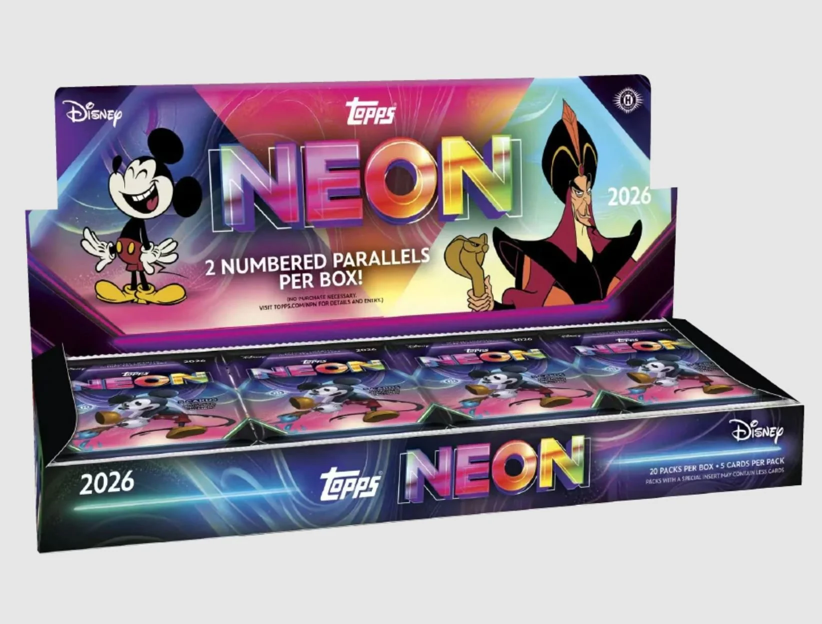 Topps Disney Neon 2026 – Hobby box 10 buste (ENG)