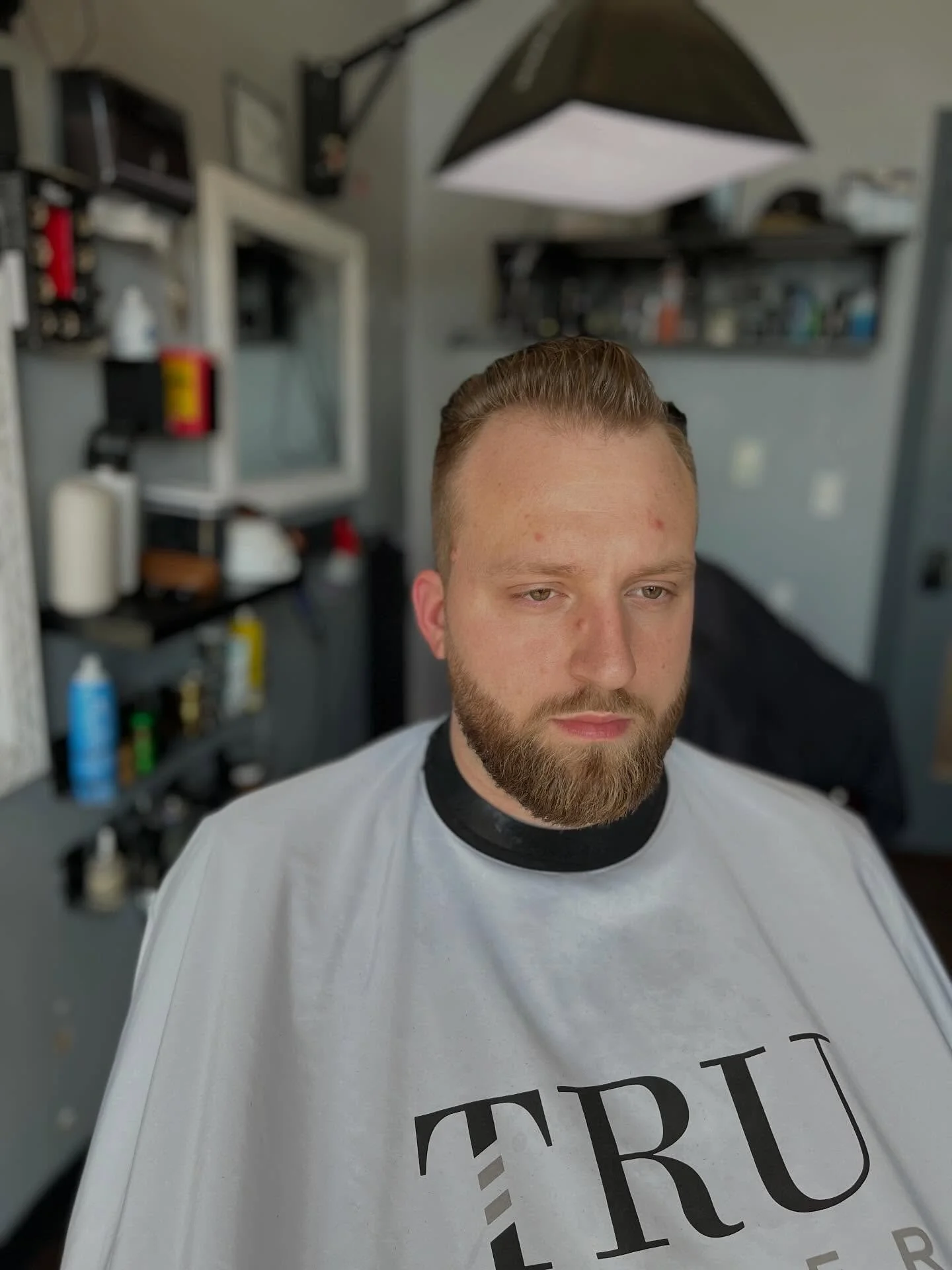 #1 1/2 sides and back, pompadour, side part, medium length beard. #beardgang #pompadour #westjordanbarber #utahbarber