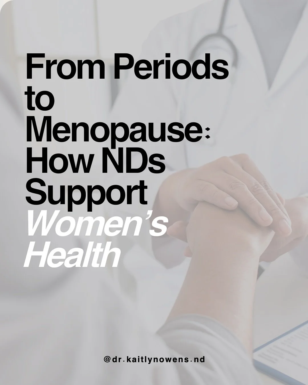 Women&rsquo;s health looks different at every stage of life&hellip;from your first period to menopause and beyond.

Naturopathic doctors are trained to look at the root causes of your symptoms, run the right labs, and offer natural, individualized st