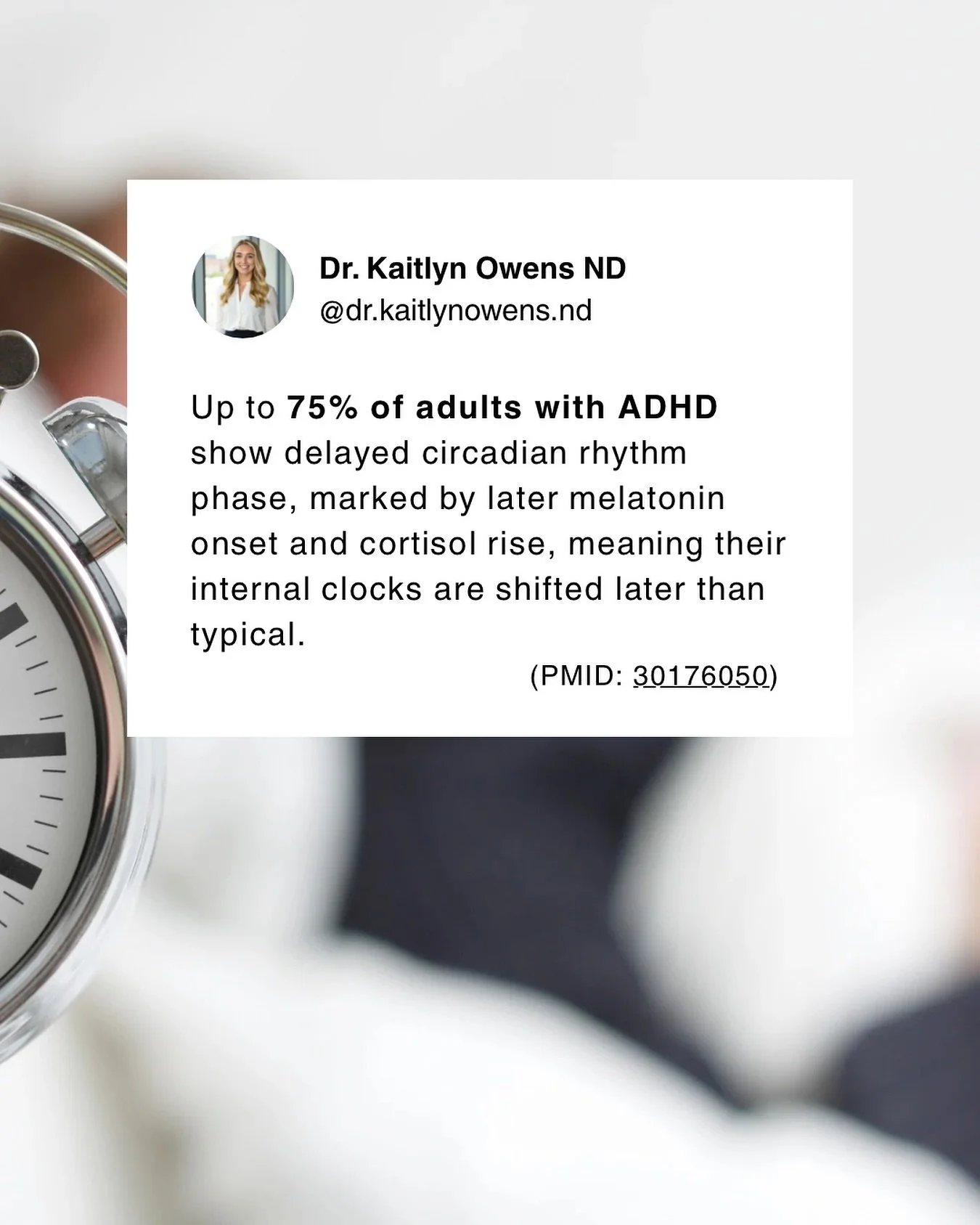 🧠💤 People with ADHD aren&rsquo;t just &ldquo;bad sleepers&rdquo;&hellip; their internal clocks often run late.

Research shows up to 75% of adults with ADHD have a delayed circadian rhythm; their melatonin and cortisol rise later than typical, keep