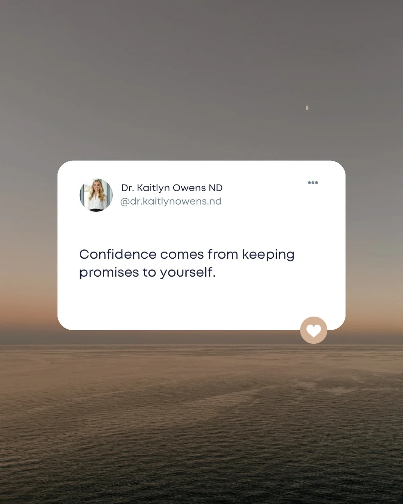 When you keep a promise to yourself, you create evidence that you are reliable. Your brain doesn&rsquo;t build confidence from affirmations or intention alone&hellip;it builds it from patterns of behavior. 

Behaviour changes beliefs more reliably th