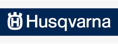 Husqvarna logo on a white background with a navy blue stripe