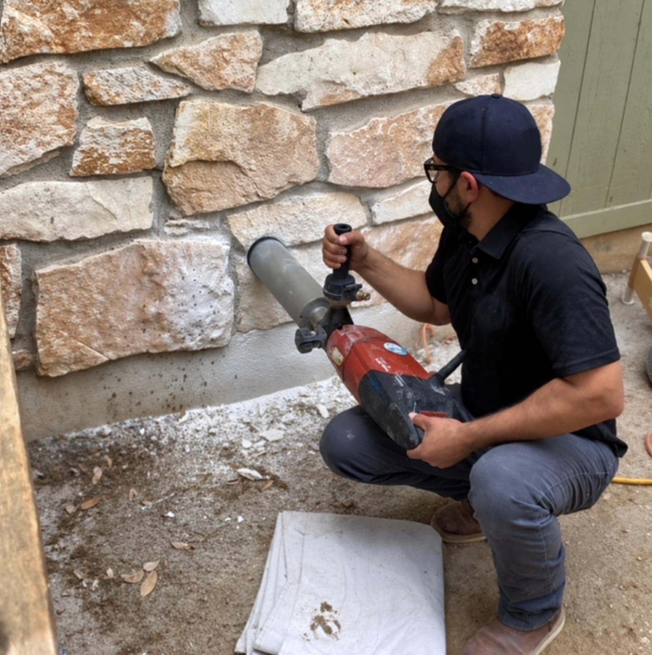 Coring a 4" hole through wall for a dry vent duct and exterior wall vent