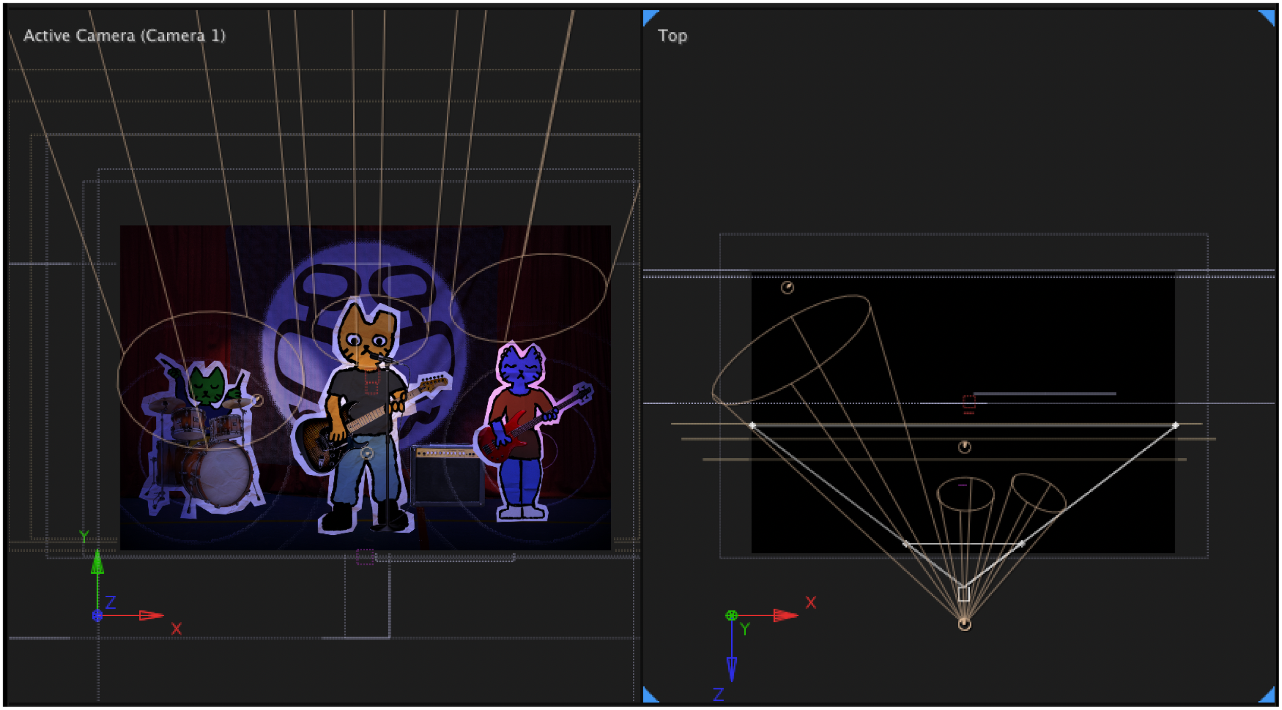 camera setup view for the intro's stage scene
