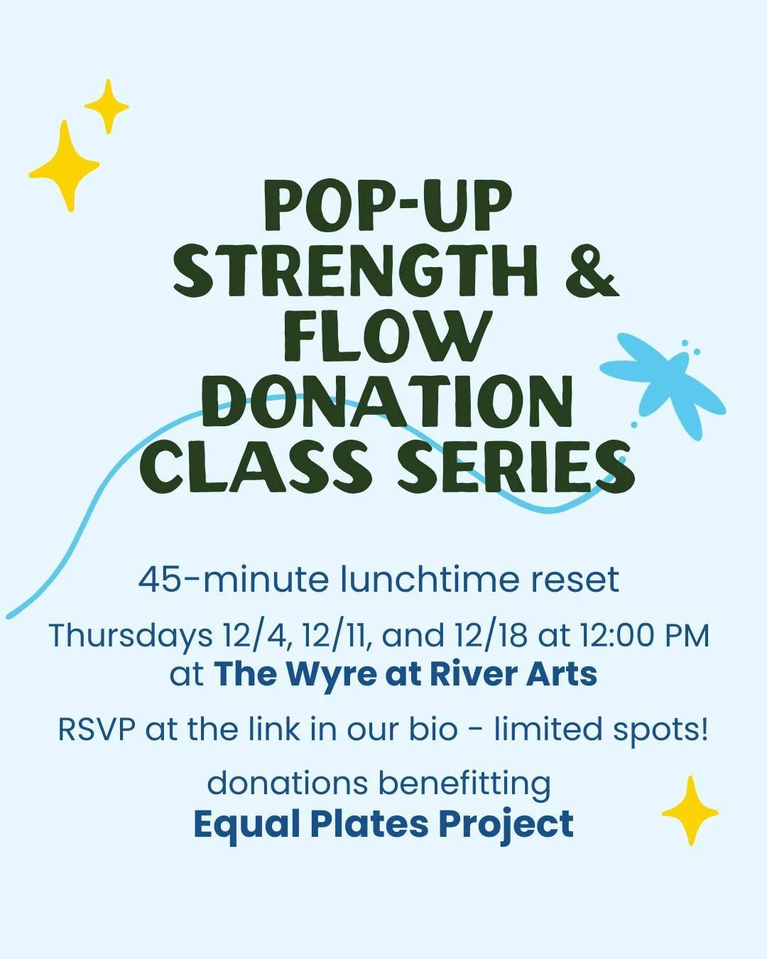 pop-ups! 💫 Thursday lunchtime series between now and the holiday crunch at @thewyreriverarts_ Register on our website - 100% of our donations are going to support one of my favorite AVL organizations, @equalplatesproject 

only 10 spots in each clas